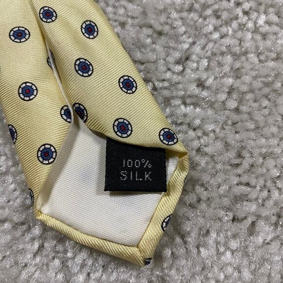 Vintage Silk Tie Gold Designer Geometric Necktie USA Classic Business Formal - Picture 4 of 6